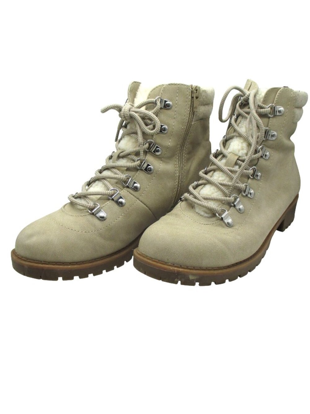 Style & Co. Women's Maariah Faux Suede Lace Up Ankle Boots Lug Sole Taupe 10 M